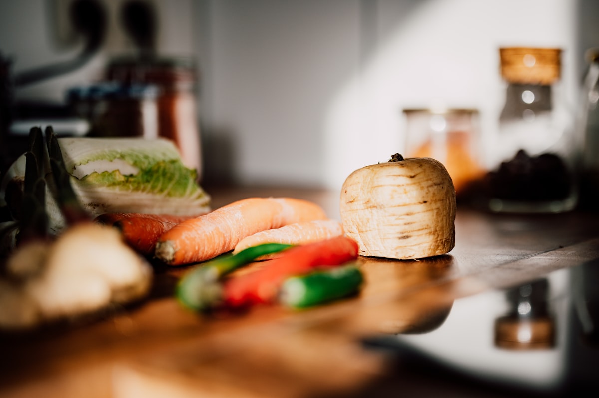 Healthy nutrition for men - fresh vegetables and balanced meals